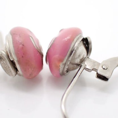 Chanel Earrings 03C Silver 925 Pink Coco Mark Mini Hook Ball SV Chanel