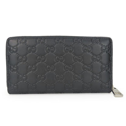 Gucci Long Wallet 473928 Guccissima Black Silver Hardware Round Zipper Shape