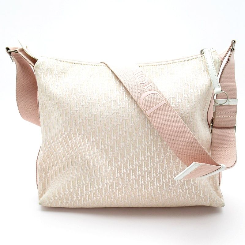 Dior Street Chic Messenger Bag Canvas Women Shoulder Bag Pink Excellent