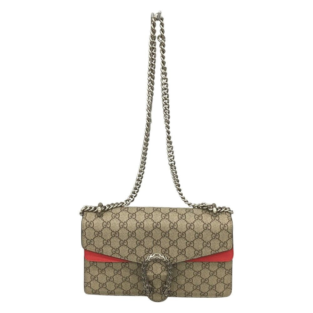 Gucci Duonysus Shoulder Bag GG Supreme Gray X Red Gray X Red