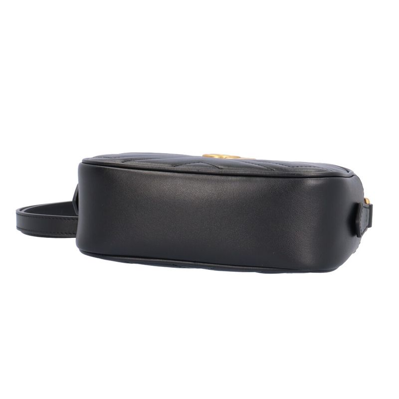 Gucci Quilted Mini Bag GG Marmont Shoulder Bag Leather 448065 Black Ladies