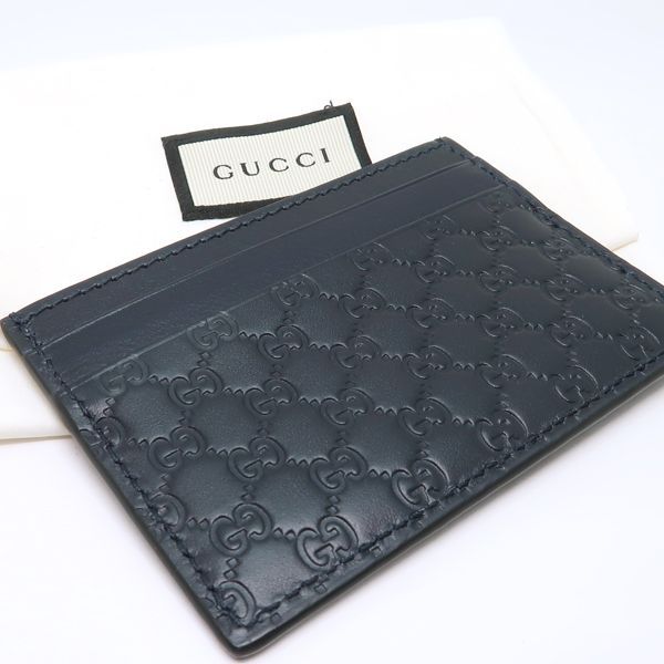 Gucci Card Case 262837 Micro Guccissima Leather Card Holder Navy Gucci