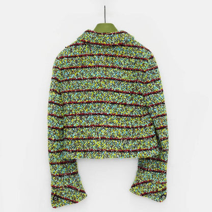 Gucci Tweed Jacket 761171 40 Size Green Button Closure Long Sleeve