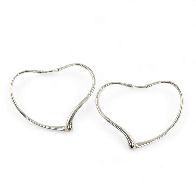 Tiffany & Co Elsa Peretti Medium Open Heart Binaural Earrings Sv925 Silver With