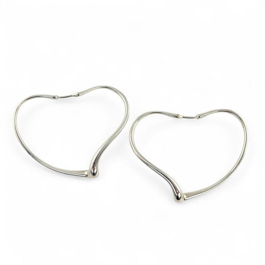 Tiffany & Co Elsa Peretti Medium Open Heart Binaural Earrings Sv925 Silver With