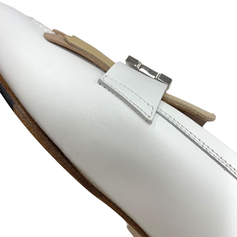 Hermes Royale Loafers Leather Shoes Leather White Beige Silver Unused Moccasins