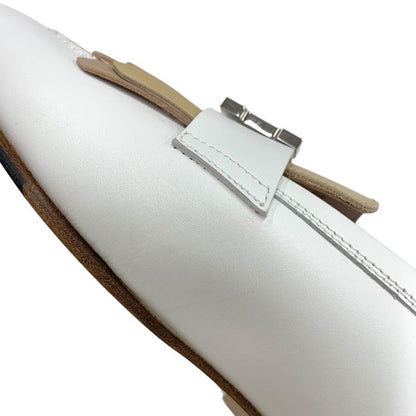 Hermes Royale Loafers Leather Shoes Leather White Beige Silver Unused Moccasins