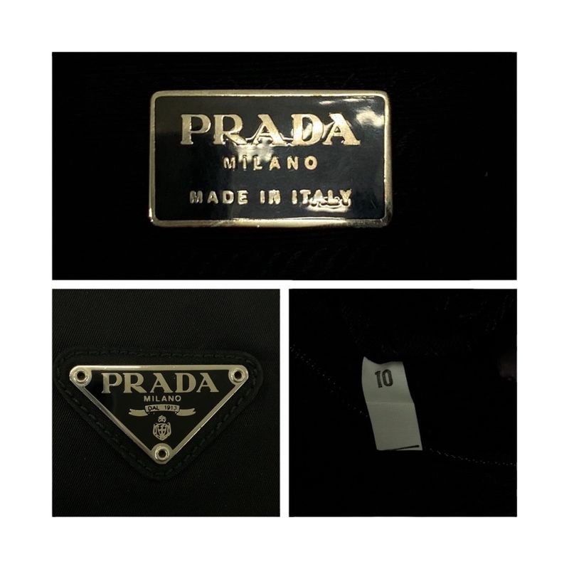 Prada Tessuto Triangle Logo Plate Black Silver Hardware Nylon Backpack Women