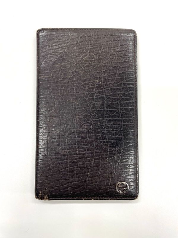 Gucci Interlocking G Logo Leather Long Wallet Billfold 124575 Black Made In