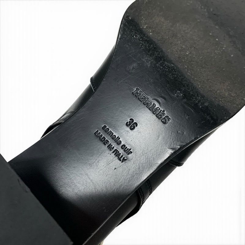 Hermes Frenchie Boots Short Shoes Leather Black Silver Kelly Hardware