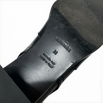 Hermes Frenchie Boots Short Shoes Leather Black Silver Kelly Hardware