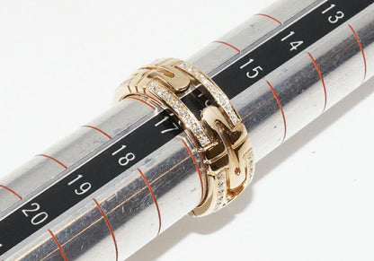 Bulgari Ring 18K Yellow Gold Diamond Open Work Parentesi Ring