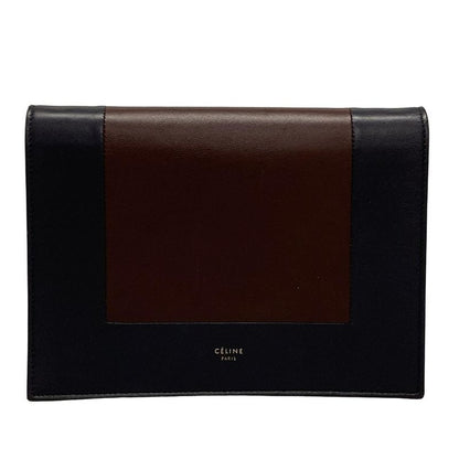Celine Flamed Evening Clutch Dark Navy And Bordeaux Chain Shoulder/2way Leather
