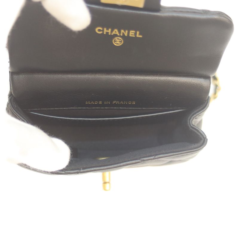 Chanel Ap2271 No 31 Black Lambskin Mini Chain Clutch Chain Shoulder Bag Micro