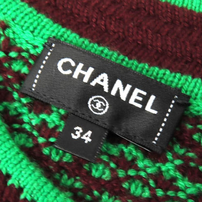 CHANEL 23A P75435 100% Cashmere Coco Mark Button Allover Pattern Crewneck
