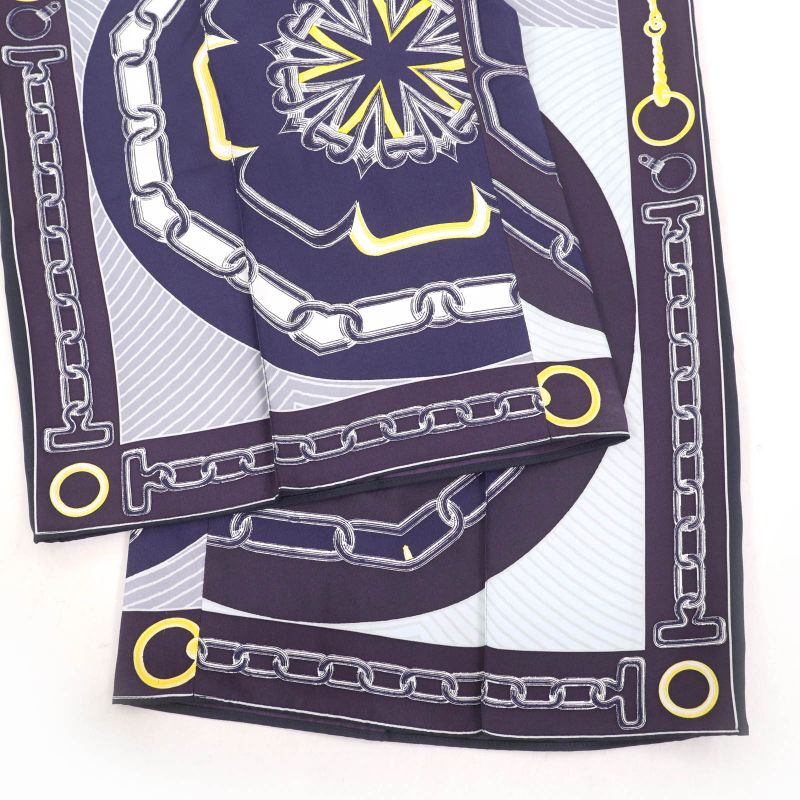 Hermes Kaleidoscope Effect 100% Silk Cropped Pants Navy 40 Made In France