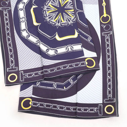 Hermes Kaleidoscope Effect 100% Silk Cropped Pants Navy 40 Made In France