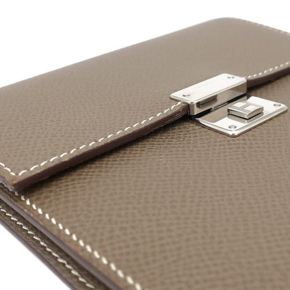 Hermes Trifold Wallet Click 12 Vaux Epson Etoupe Silver Hardware Grained C