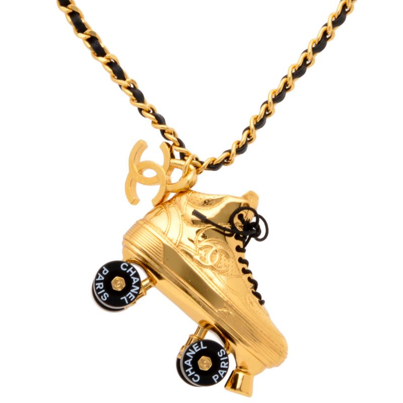 Chanel Roller Skate Chain Necklace Metal G Gold Long 24SS Ladies