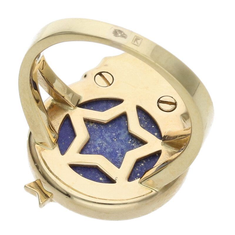 Chanel J11364 Sous Le Seigne Du Lion 18K Yellow Gold Lapis Lazuli Diamond Ring