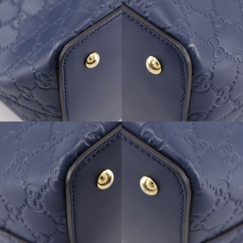 Gucci GG 428226 Striped Leather Navy Blue Unisex Handbag