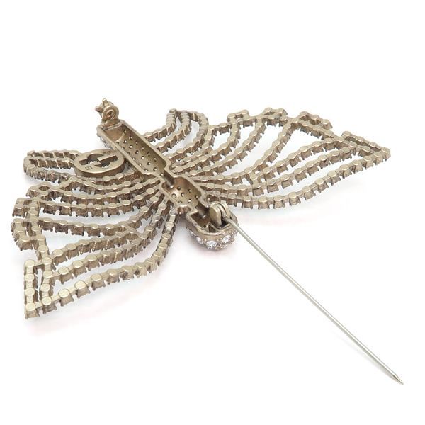 Gucci Brooch Interlocking G Butterfly Rhinestone Metal Gucci