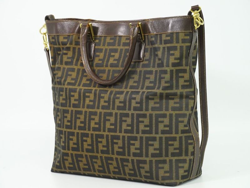 Authentic Fendi Zucca 2WAY Shoulder Bag Handbag Pochette Canvas Brown 15096