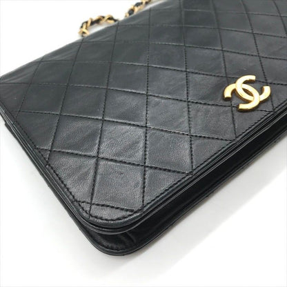 Chanel Quilted Lambskin CC Logo Push Lock Chain Shoulder Bag Black