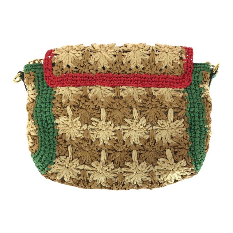 Gucci GG Marmont Beige Gold Hardware Raffia 574433 Chain Shoulder Bag Pochette