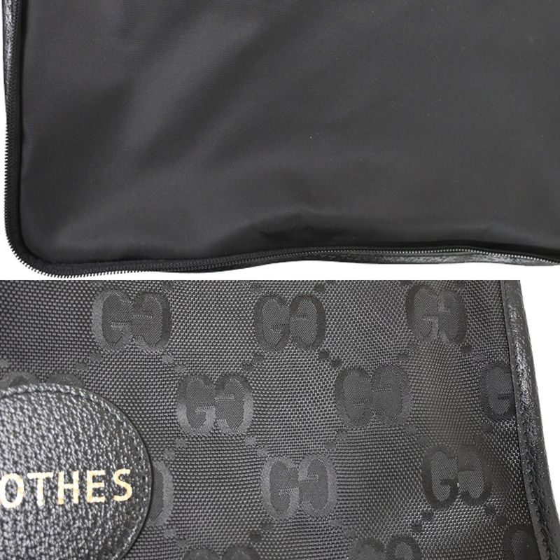 Gucci GG Travel Pouch Clothes Nylon Leather Black 33fa226