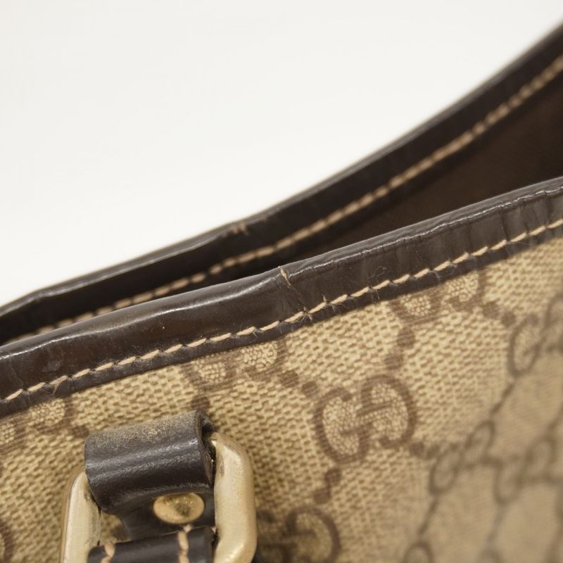 Gucci Tote Bag GG Supreme 197953 PVC Brown Gold Hardware Women's