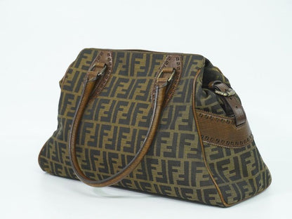 Authentic Fendi Etonico Zucca Tote Handbag Canvas Brown 8bn162 Etonico Bag