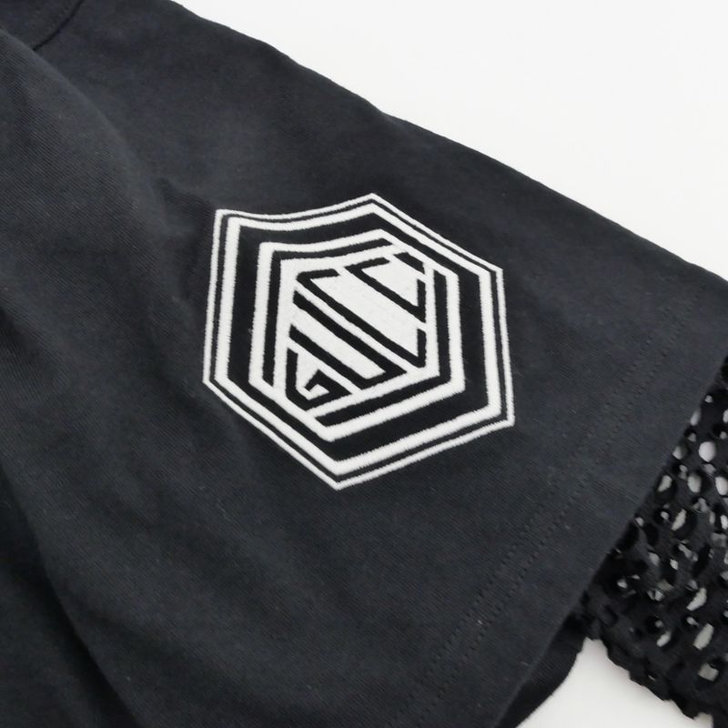 Gucci Layered Logo Long Sleeve T-shirt M Size Black Patch Sequin Long