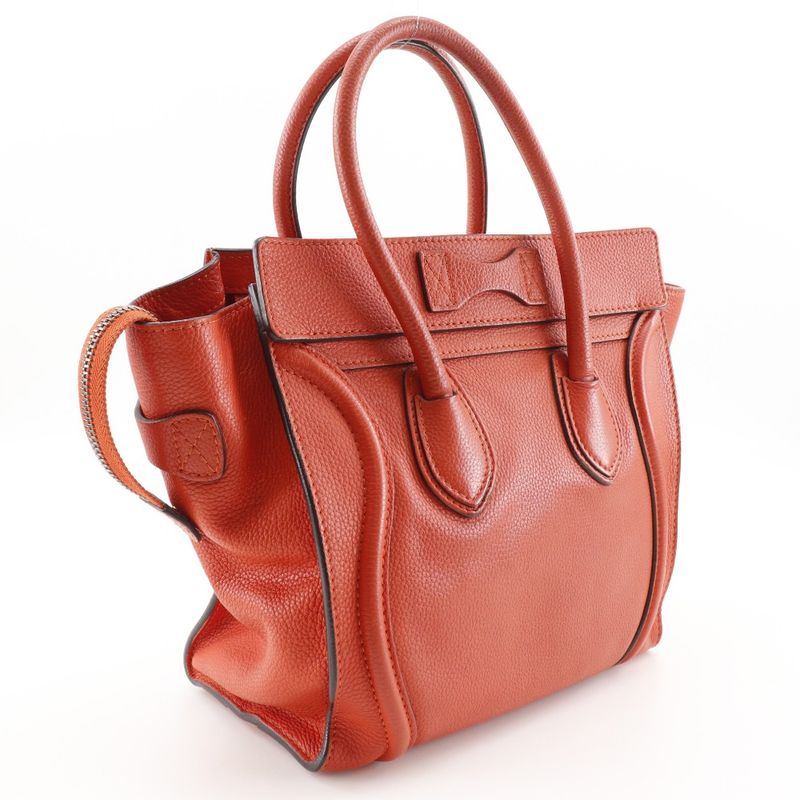 Celine Luggage Micro Shopper Leather Red Ladies Handbag