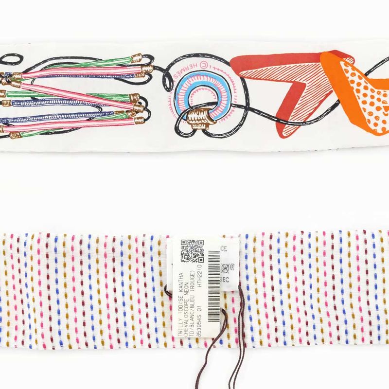 Hermes Twill-kantha Chevaloslope White Silk Scarf Accessory