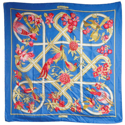 Hermes Carre 90 Caraibes Silk Blue Women's Scarf