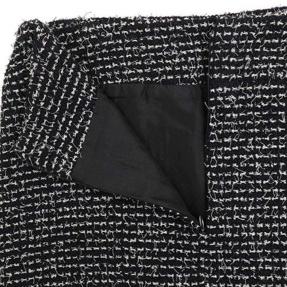 Chanel 2003c Tweed Wool Tight Skirt P20413v11528 Black White 36