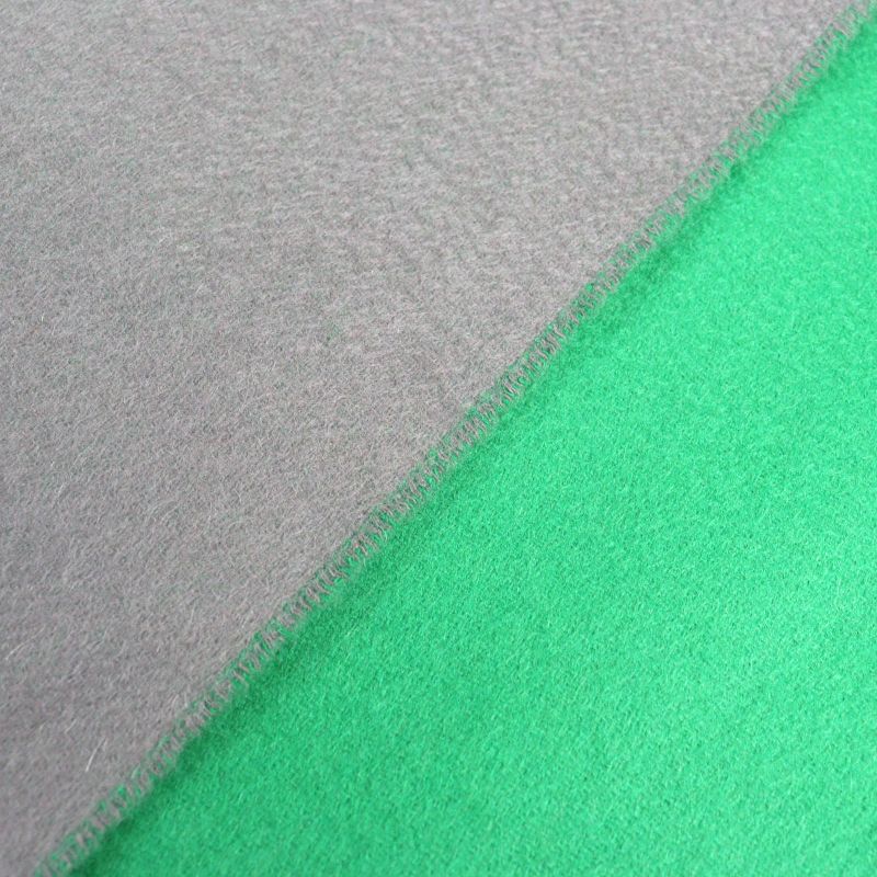 Hermes 100% Cashmere Logo Embroidery Bicolor Fringed Large Shawl Scarf Gray