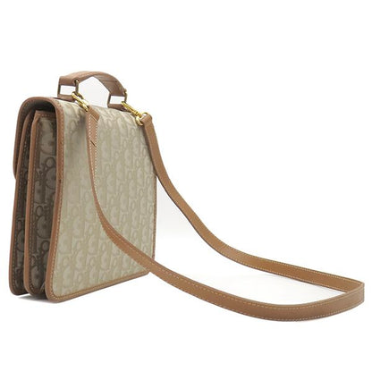 Christian Dior 2way Bag Trotter 2way Handbag Canvas Leather Beige Gold Hardware
