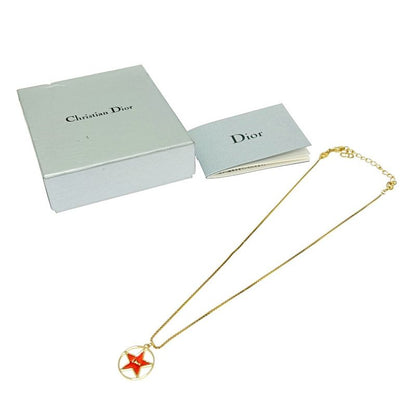 Christian Dior GP Dior Logo Star Necklace Women's Gold Red 408106 Necklace