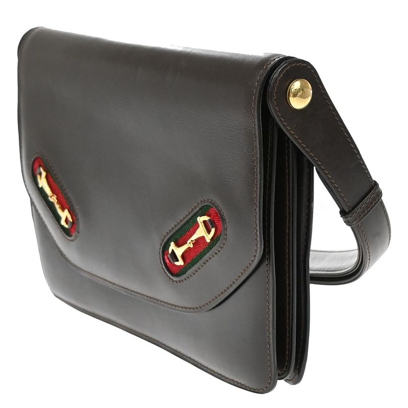 Gucci Horsebit Hand Shoulder Bag Brown 38ka946