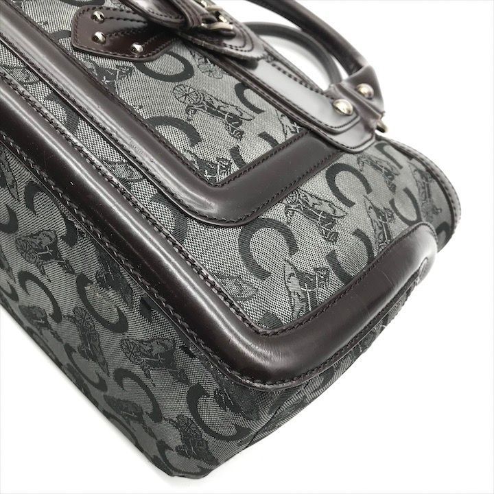 Celine Horse Carriage Signature Hand Tote Enamel Leather Brown