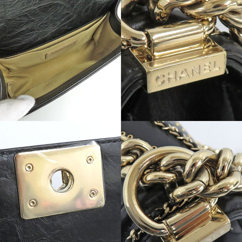 Chanel Boy Chanel 20 Chain Shoulder Flap Bag Cuff Black Studs Black