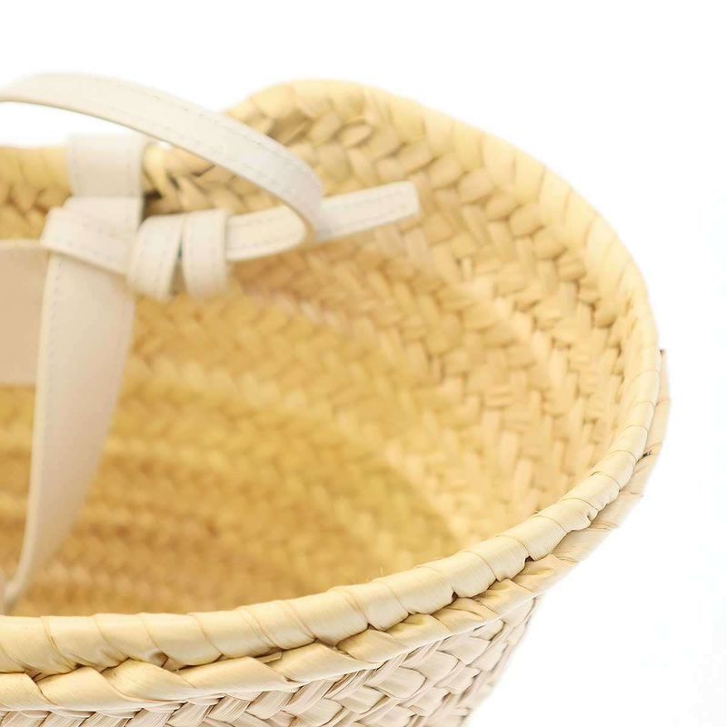 Celine Triomphe Pannier Raffia 2-Way Basket Bag Beige White