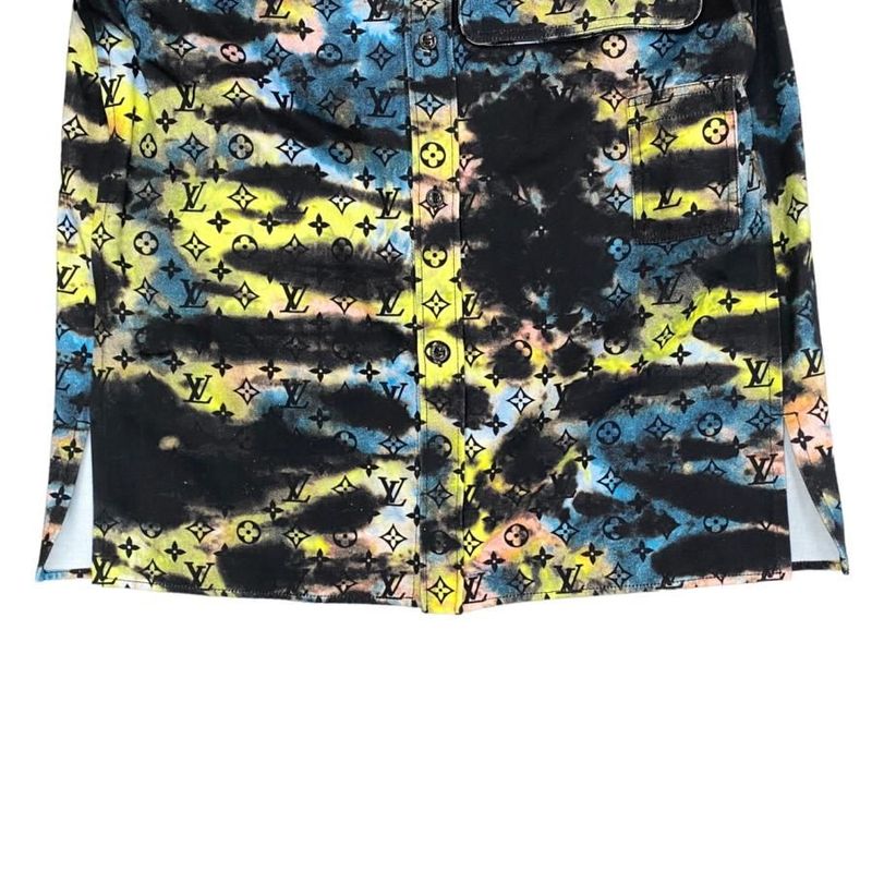 Louis Vuitton Jacket Monogram Tie Dye Denim Rm2129 H98 Hla10w Size L Black Blue