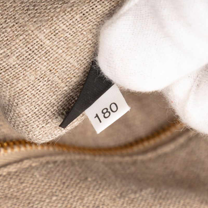 Prada Triangle Logo Plate Tote Shoulder Bag 2WAY Bn2038 Beige Linen Canvas