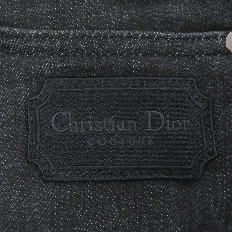 DIOR 313ds14b315x Logo Patch Leather Patch Button Fly Denim Pants Jeans Black