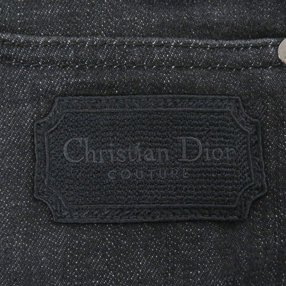 DIOR 313ds14b315x Logo Patch Leather Patch Button Fly Denim Pants Jeans Black