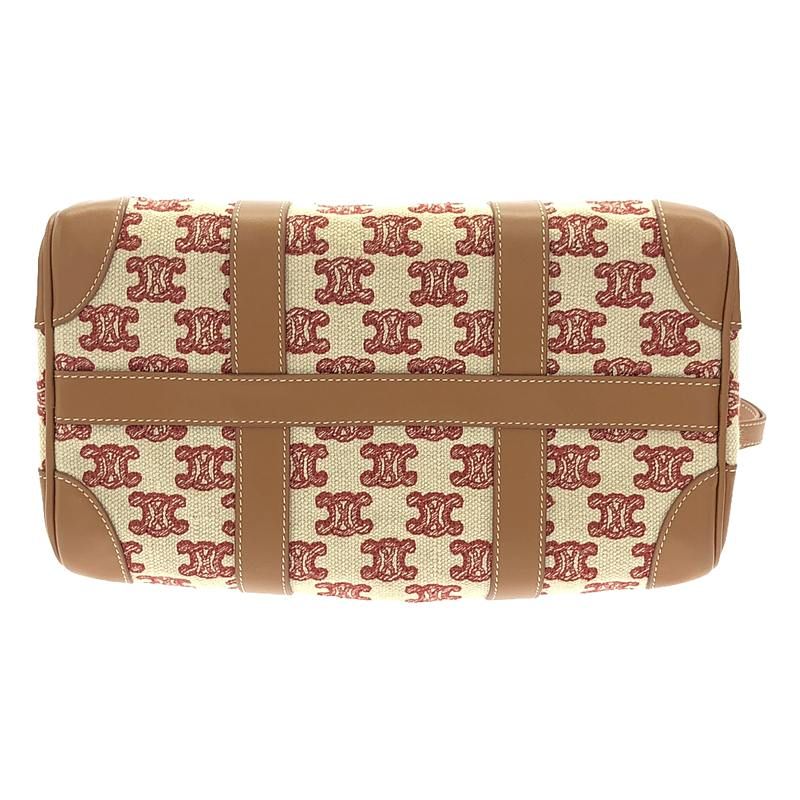 Celine - Triomphe Calf Leather Canvas Small 2way Shoulder Boston Bag - Brown