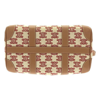 Celine - Triomphe Calf Leather Canvas Small 2way Shoulder Boston Bag - Brown